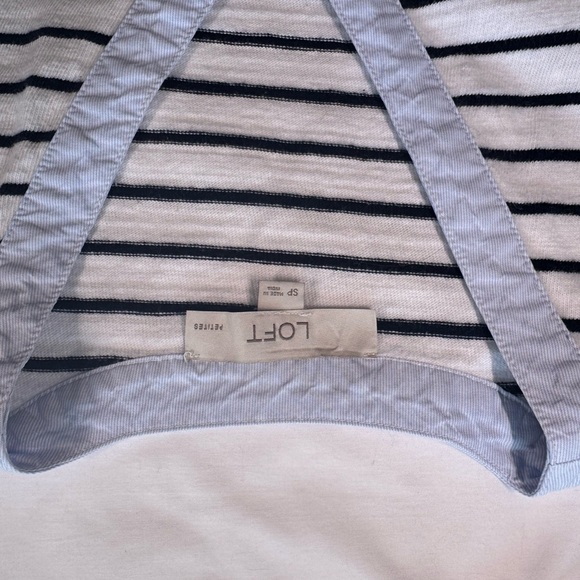 LOFT Striped V-Neck Blouse with Light Purple Sleeves - Picture 4 of 4